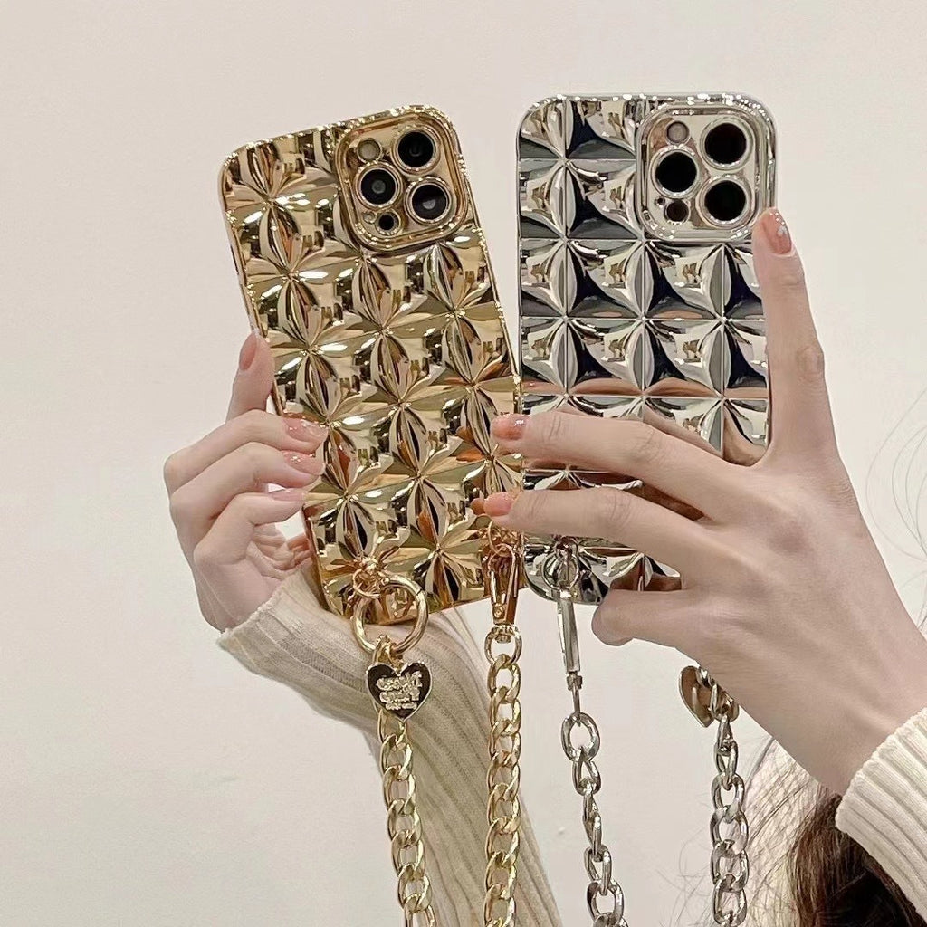 INS Electroplated Silver Diamond Lattice Phone Case
